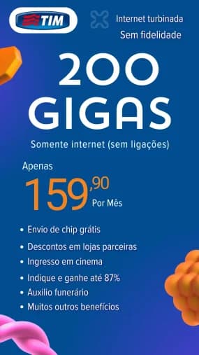 TIM 200 gigas somente internet